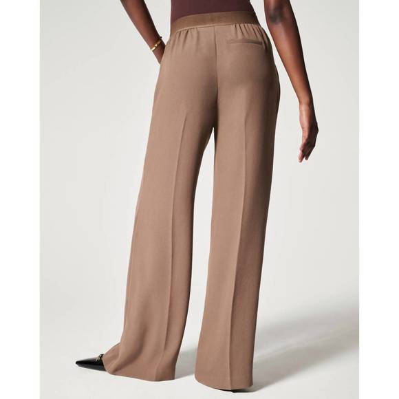 SPANX Women's Wide-Leg Trousers in Brown - Picture 2 of 6